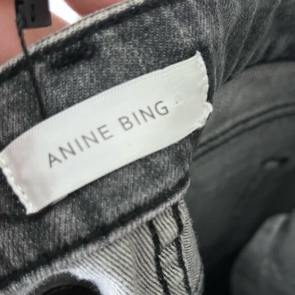 Anine Bing Jeans Size 24 Distressed Skinny Raw Hem Washed Gray Women’s - Picture 12 of 14